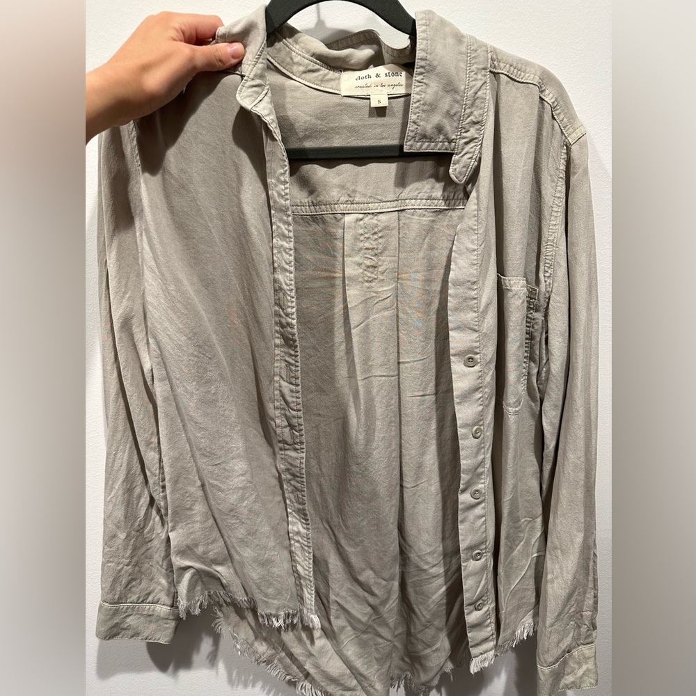 Sage button down top